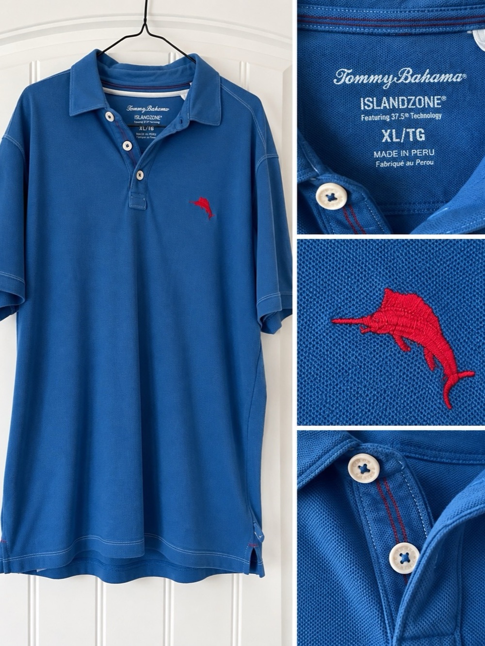 Tommy Bahama IslandZone Polo Men’s XL Blue 37.5 Performance Golf Shirt